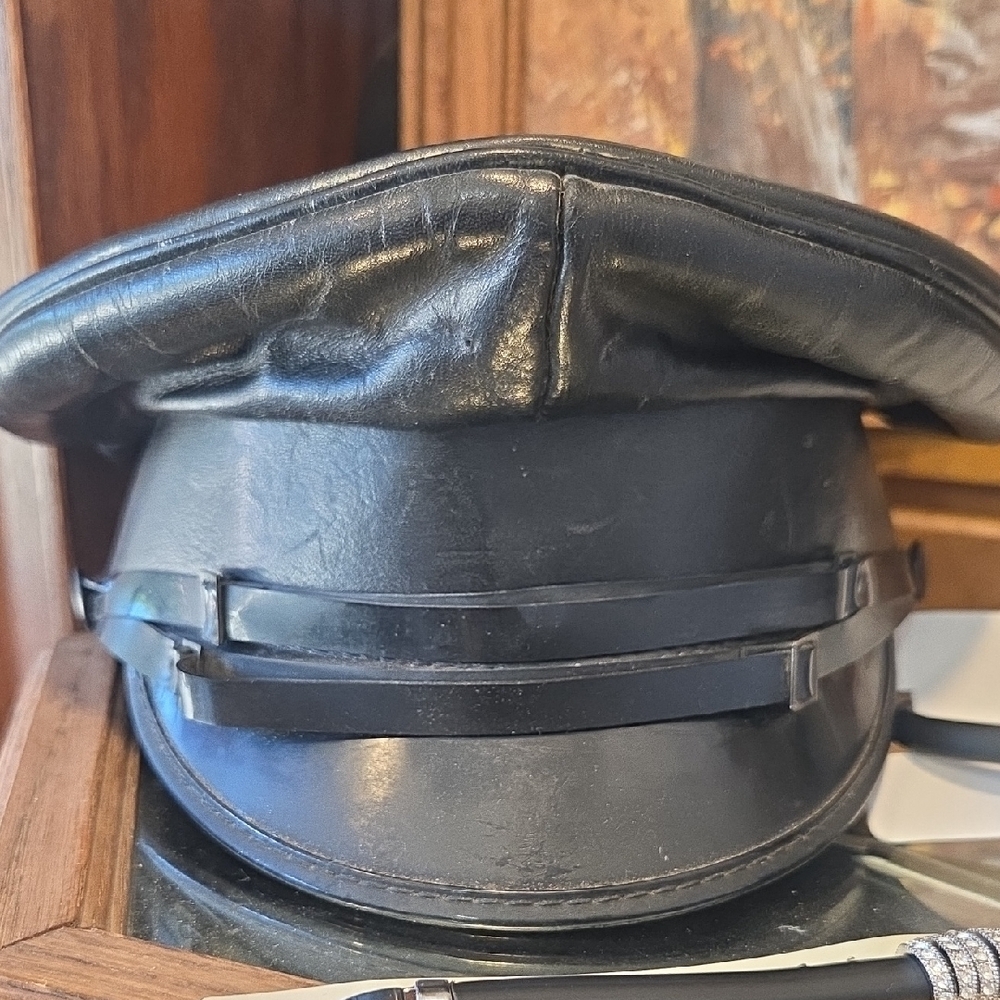 Black Leather Muir Biker Peaked Police Hat Necklace And Bracelet Set Custom - Picture 3 of 12